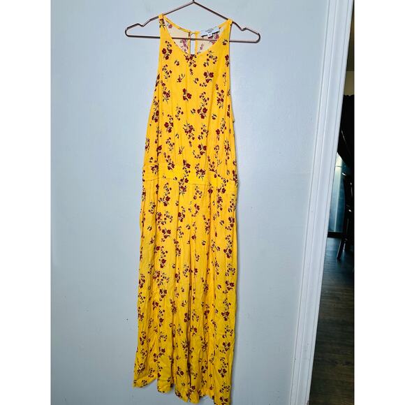 THAKOON Yellow Floral Sleeveless  Back Button Closure Wide Leg Jumpsuit Size 6 - Picture 13 of 16
